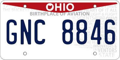 OH license plate GNC8846