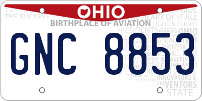 OH license plate GNC8853