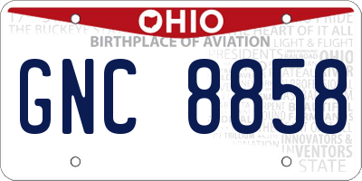 OH license plate GNC8858