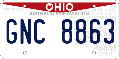 OH license plate GNC8863