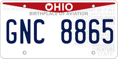 OH license plate GNC8865