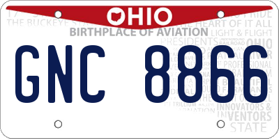 OH license plate GNC8866