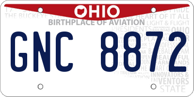 OH license plate GNC8872