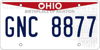 OH license plate GNC8877