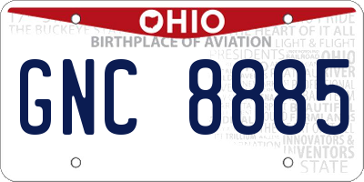 OH license plate GNC8885