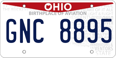 OH license plate GNC8895