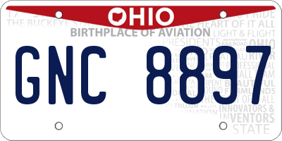 OH license plate GNC8897