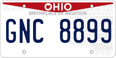 OH license plate GNC8899