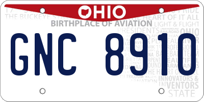 OH license plate GNC8910