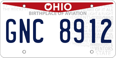 OH license plate GNC8912