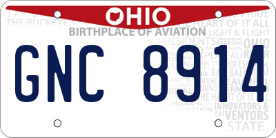 OH license plate GNC8914