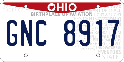 OH license plate GNC8917
