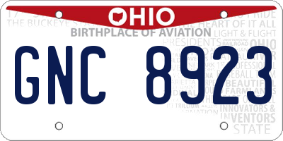 OH license plate GNC8923