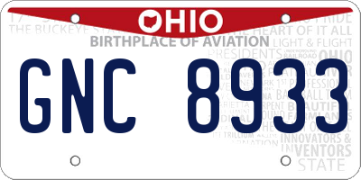 OH license plate GNC8933