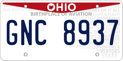 OH license plate GNC8937