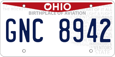 OH license plate GNC8942