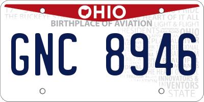 OH license plate GNC8946