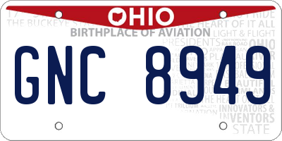 OH license plate GNC8949