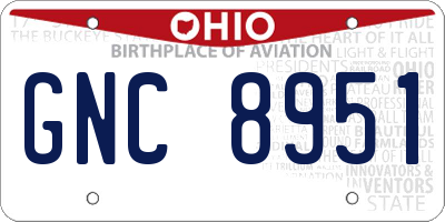 OH license plate GNC8951