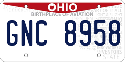 OH license plate GNC8958