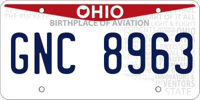 OH license plate GNC8963