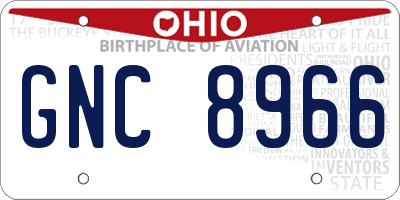 OH license plate GNC8966