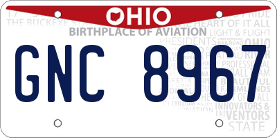 OH license plate GNC8967