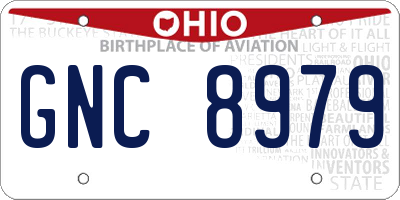 OH license plate GNC8979