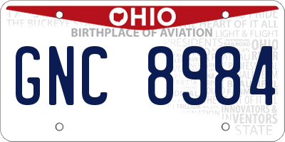 OH license plate GNC8984