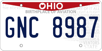 OH license plate GNC8987