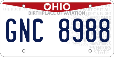 OH license plate GNC8988