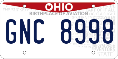 OH license plate GNC8998