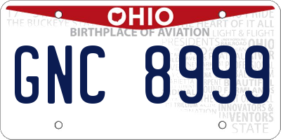 OH license plate GNC8999