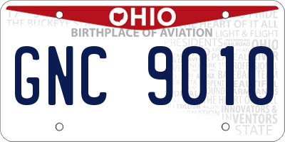 OH license plate GNC9010