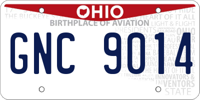 OH license plate GNC9014