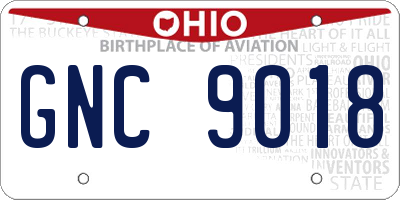OH license plate GNC9018