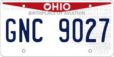 OH license plate GNC9027