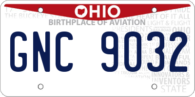 OH license plate GNC9032