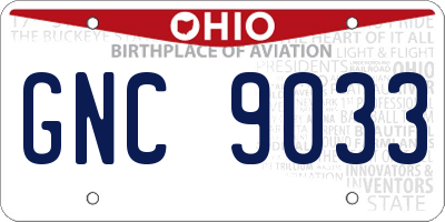 OH license plate GNC9033