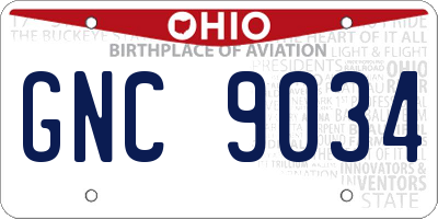 OH license plate GNC9034