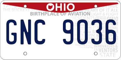 OH license plate GNC9036
