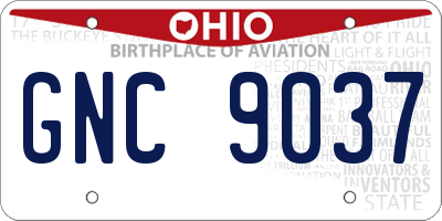 OH license plate GNC9037