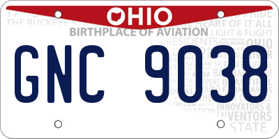 OH license plate GNC9038
