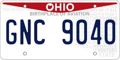 OH license plate GNC9040