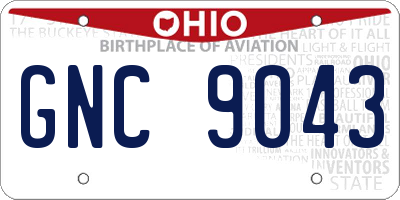 OH license plate GNC9043