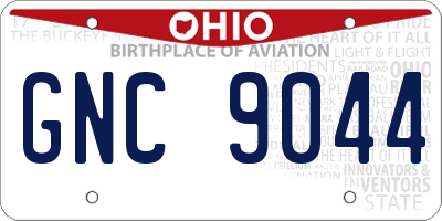 OH license plate GNC9044