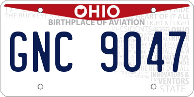 OH license plate GNC9047