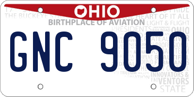 OH license plate GNC9050