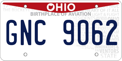 OH license plate GNC9062