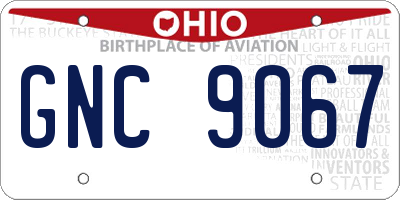 OH license plate GNC9067